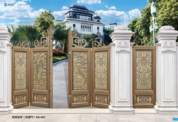 菏泽出安智能别墅铝艺大门成菏泽剑桥学府项目一道亮丽风景  