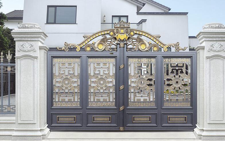 延安出安智能铝艺大门安装在名恩首府大门口