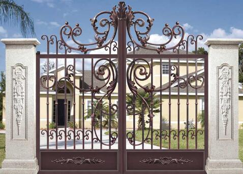 拉萨出安智能别墅铝艺大门成玛御谷温泉小镇一道亮丽风景  