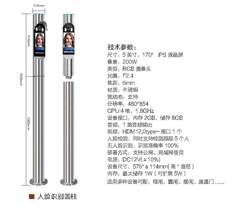 人脸识别圆柱