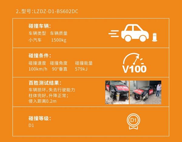 36V直流电动升降地柱B级碰撞测试