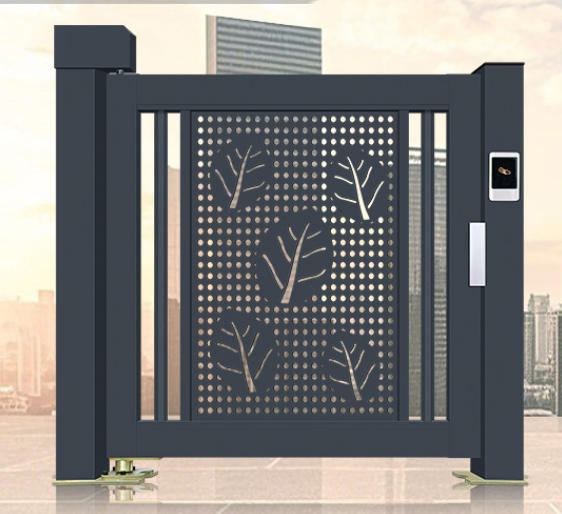 一体广告门小区出入口平开门感应式门禁栅栏门不锈钢电动智能小门