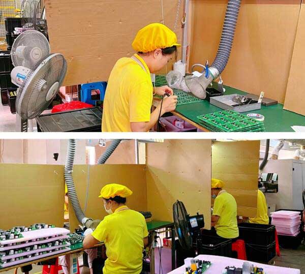 对人员比较密集的生产线使用隔板进行隔离