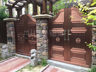 铝艺大门中式别墅庭院小门进户门双开对开自动大门乡村大门