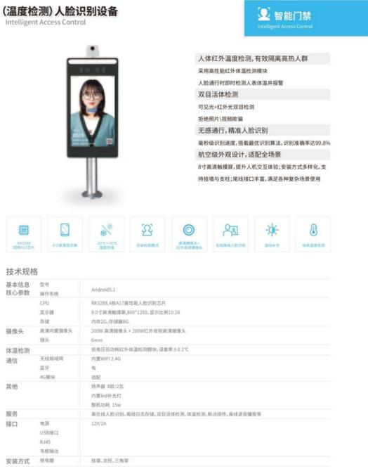 AI测温人脸识别系统