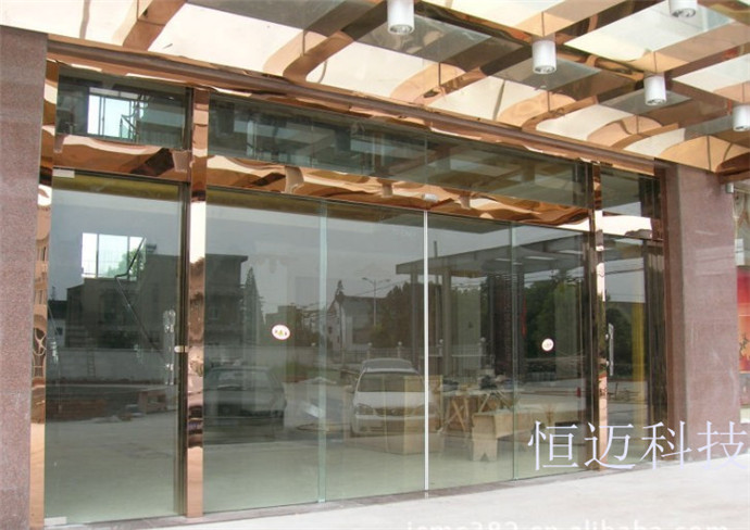 玫瑰金包门套感应门