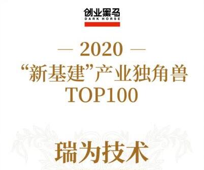 2020“新基建”产业独角兽 | 瑞为技术上榜TOP100