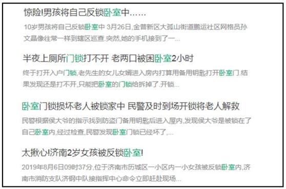 卧室锁没选好，频发意外事故