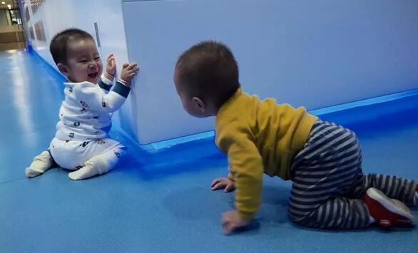 这是玩起了爬行大赛还是躲猫猫呢？开心就好！